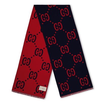 GUCCI Super Gg Scarf Unisex Scarves Navy/Red for sale