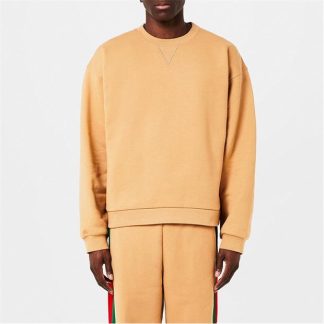 GUCCI Web Jersey Sweatshirt Men Camel/Mix  for sale