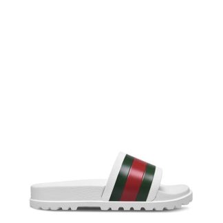 GUCCI Web Slide Sandals Men Pool Shoes White/Green/Red/Green for sale