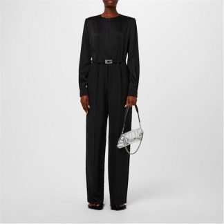 GUCCI Wide Leg Jumpsuit With Crystal G Belt Women Black  for sale