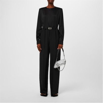 GUCCI Wide Leg Jumpsuit With Crystal G Belt Women Black  for sale