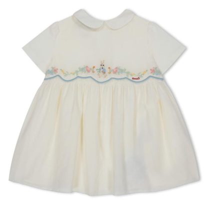 GUCCI X Peter Rabbit Cross Stitch Smock Dress Infant Girls Kids Ivory 9791  for sale