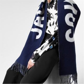 JACQUEMUS L'Écharpe Fringe Logo Scarf Unisex Navy 380  for sale