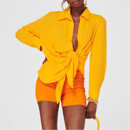 JACQUEMUS La Bahia Knotted Shirt Women Orange  for sale