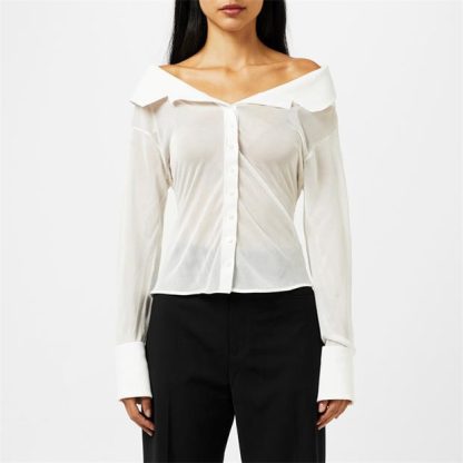 JACQUEMUS La Brezza Sheer Shirt Women Plain Shirt - Long Sleeve White for sale