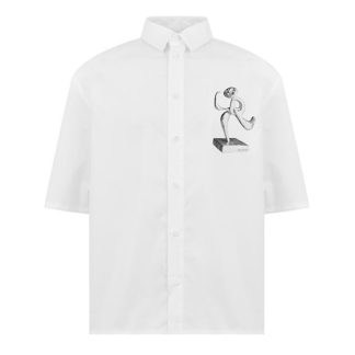 JACQUEMUS La Cabri Short Sleeve Shirt Men Blk Wht 1Hf  for sale