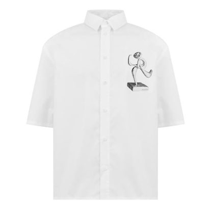 JACQUEMUS La Cabri Short Sleeve Shirt Men Blk Wht 1Hf  for sale