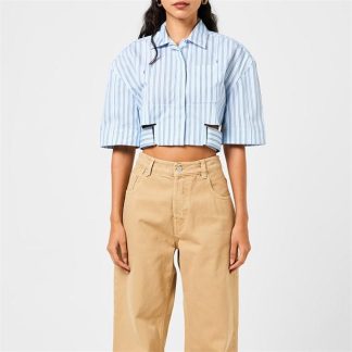 JACQUEMUS La Courte Bari Belted Shirt Women Blue Str  for sale