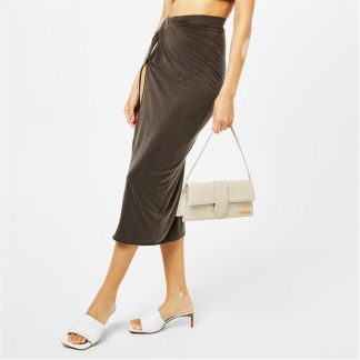 JACQUEMUS La Espel Split Midi Skirt Women Jersey Skirts BROWN 850 for sale