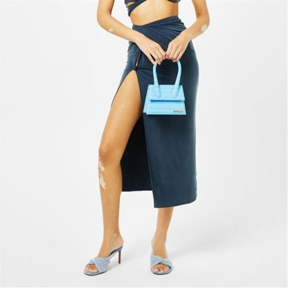 JACQUEMUS La Espel Split Midi Skirt Women Jersey Skirts NAVY 380 for sale