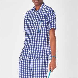 JACQUEMUS La Melo Checked Shirt Men Navy Checks  for sale