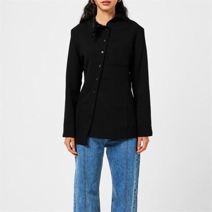 JACQUEMUS La Pablo Asymmetric Woven Shirt Women Black  for sale