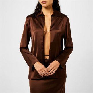 JACQUEMUS La Satin Notte Shirt Women Mini Dresses BROWN for sale