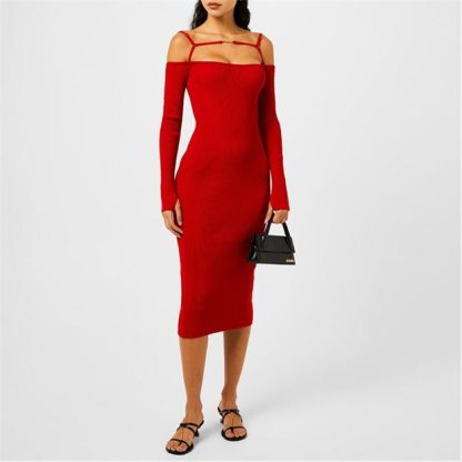 JACQUEMUS La Sierra Bodycon Dress Women Bodycon Dresses RED for sale