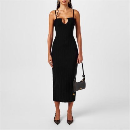 JACQUEMUS La Sierra Bodycon Maxi Dress Women Mini Dresses Black for sale