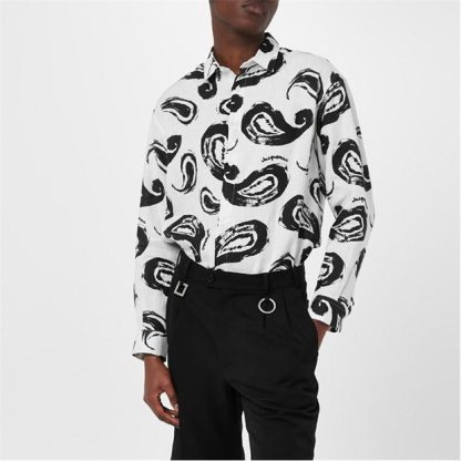 JACQUEMUS La Simon Paisley Linen Shirt Men Print White 1Dh  for sale