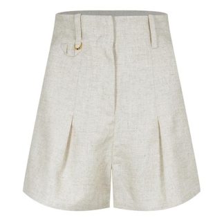 JACQUEMUS Le Bari Pleated Shorts Women Beige 130  for sale