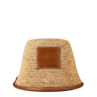 JACQUEMUS Le Bob Soli Raffia Bucket Hat Women Bucket Hats Light Brown 2 for sale