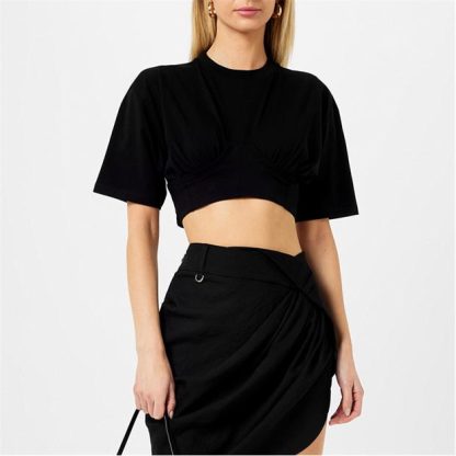 JACQUEMUS Le Bustier T-Shirt Women Cropped T-Shirts Black for sale