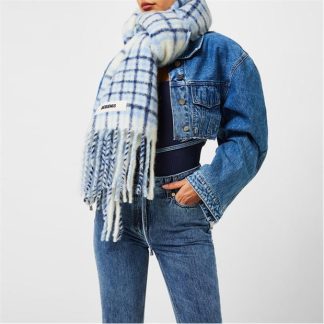 JACQUEMUS Le Carro Checkered Scarf Women Blue Check  for sale