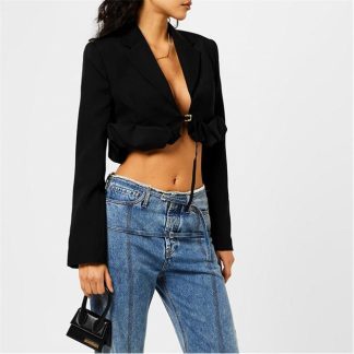 JACQUEMUS Le Croissant Rolled Bolero Cropped Blazer Women Black  for sale