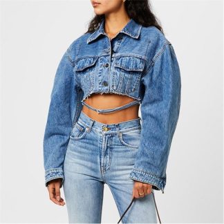 JACQUEMUS Le Haut De Nimes Cropped Denim Jacket Women Bluetabac  for sale