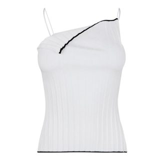 JACQUEMUS Le Haut Maille Pleated Top Women Knitted Tops White 100 for sale