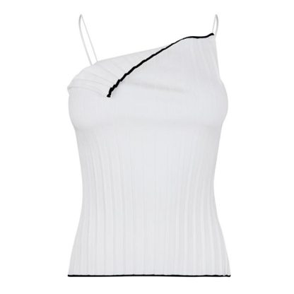 JACQUEMUS Le Haut Maille Pleated Top Women Knitted Tops White 100 for sale