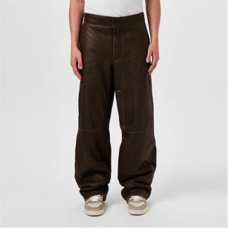 JACQUEMUS Le Leather Trousers Men Dark Khaki 5  for sale