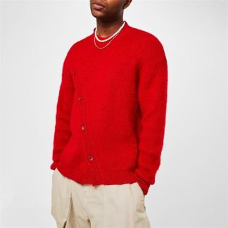 JACQUEMUS Le Pau Asymmetric Cardigan Men Red 470  for sale