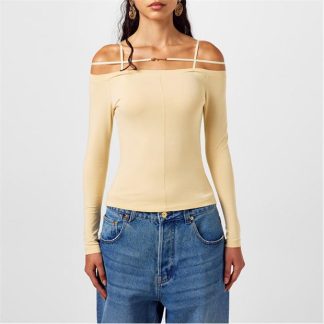 JACQUEMUS Le T-Shirt Sierra Women Off Shoulder Tops Light Ivory for sale