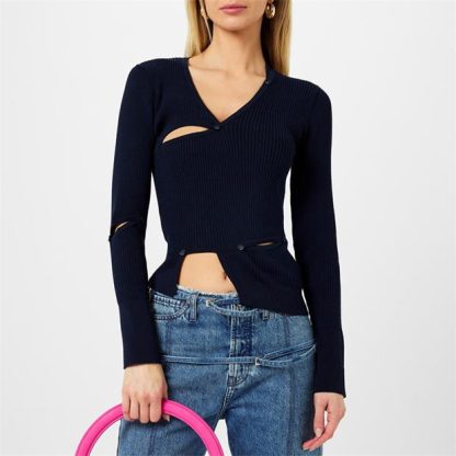 JACQUEMUS Le Tordu Cardigan Women Cardigans NAVY for sale