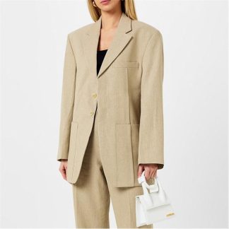 JACQUEMUS Le Veste D'Homme Oversized Suit Jacket Women Blazers Beige 150 for sale