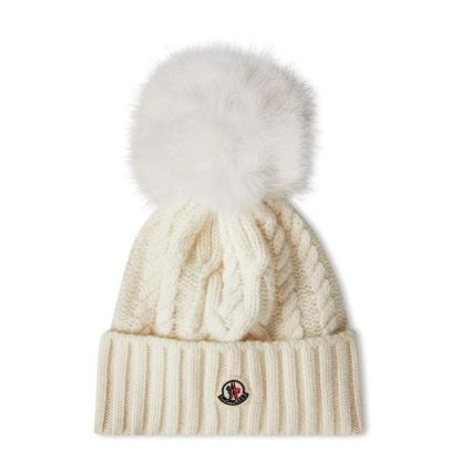 MONCLER Bobble Beanie Women Beanies White 002 for sale