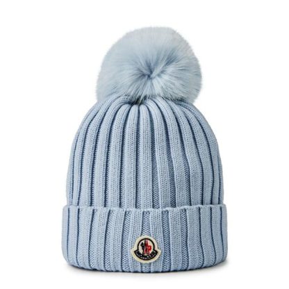 MONCLER Bobble Hat Women Beanies Light Blue 710 for sale