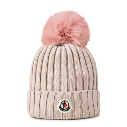 MONCLER Bobble Hat Women Beanies Light Pink 529 for sale