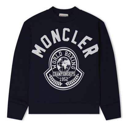 MONCLER Boxing Logo Sweater Junior Kids Crew Sweaters Navy 778 for sale