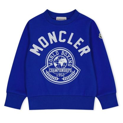 MONCLER Boxing Logo Sweater Junior Kids Crew Sweaters Royal Blue 711 for sale