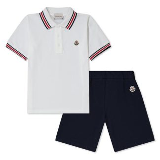 MONCLER Boys Polo And Shorts Set Kids Wht Nvy 002  for sale