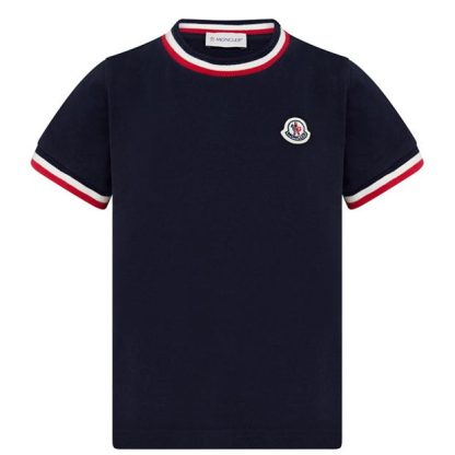 MONCLER Boys Short Sleeve Badge T Shirt Kids Navy 778  for sale