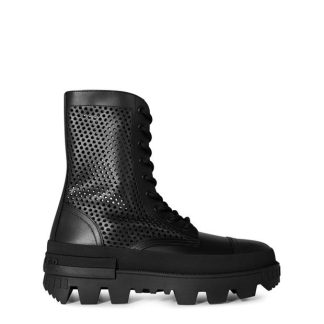 MONCLER Carinne Lace-Up Boots Women Biker Boots Black 999 for sale