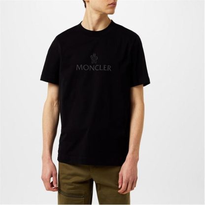 MONCLER Classic Logo T-Shirt Men Regular Fit T-Shirts Black 999 for sale