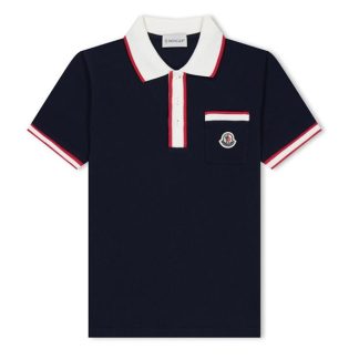 MONCLER Colour Block Polo Shirt Kids Short Sleeve Polos Navy 778 for sale