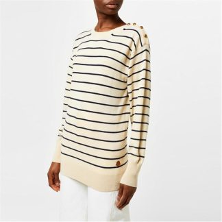 MONCLER Crew Stripe Jumper Women Beige P07  for sale