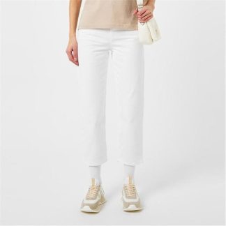 MONCLER Cropped Straight Leg Trousers Women White 001  for sale