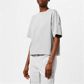 MONCLER Cropped Tape T-Shirt Women Light Grey 984  for sale