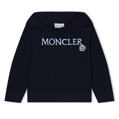 MONCLER Embroidered Logo Hoodie Juniors Kids OTH Hoodies Navy 778 for sale