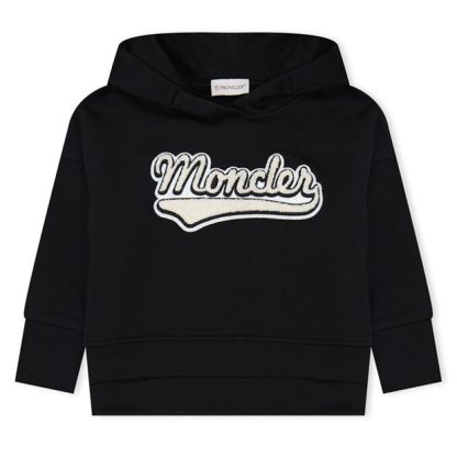 MONCLER Embroidered Logo Hoodie Kids OTH Hoodies Black 999 for sale