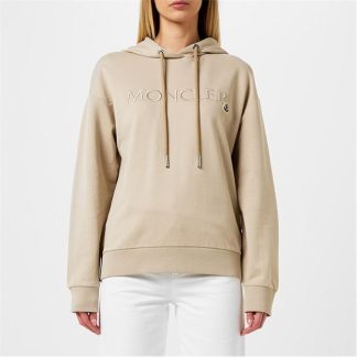 MONCLER Embroidered Logo Hoodie Women OTH Hoodies Beige 20J for sale