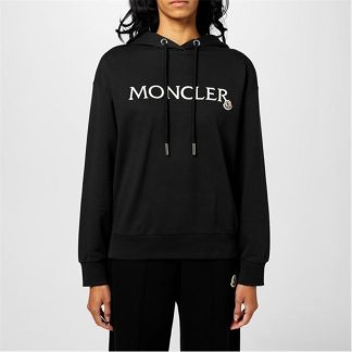 MONCLER Embroidered Logo Hoodie Women OTH Hoodies Black 999 for sale